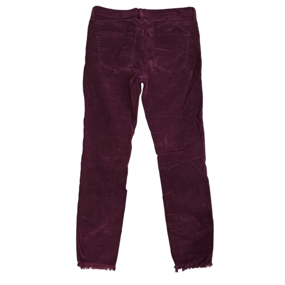 FREE PEOPLE BURGUNDY CORDUROY BUTTON FLY ANKLE/CROPPED SKINNY JEANS. SIZE 27. - Picture 2 of 7